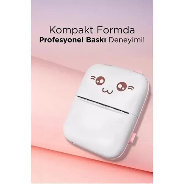 Mini Fotoğraf Yazıcı Kablosuz Etiket Yazıcı Baskı Makinesi Ios Android Uyumlu Termal Printer Pembe
